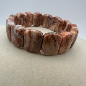 Banded Agate Beaded Elastic Bracelet